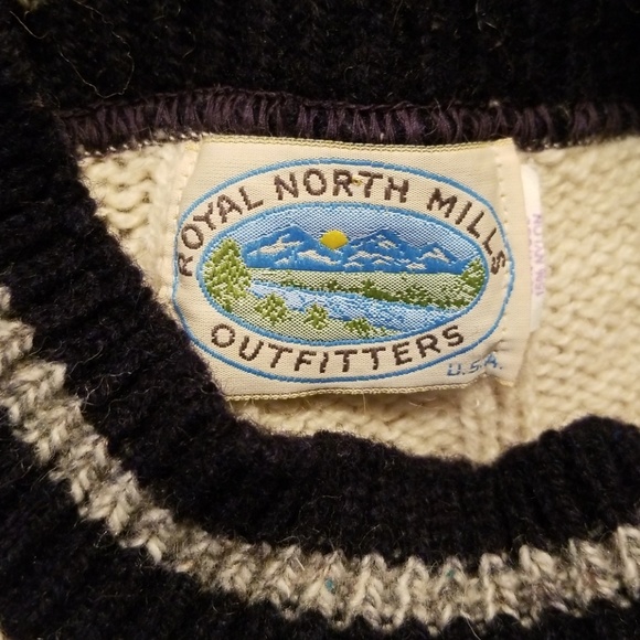 Men's Cream/Navy/Grey Crewneck Sweater - Size XL - Picture 5 of 6